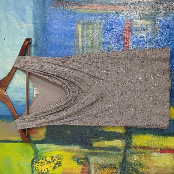 ZELDA fully beaded Top Size 12 Silver/Pewter with iridescent beads in a swirl pa